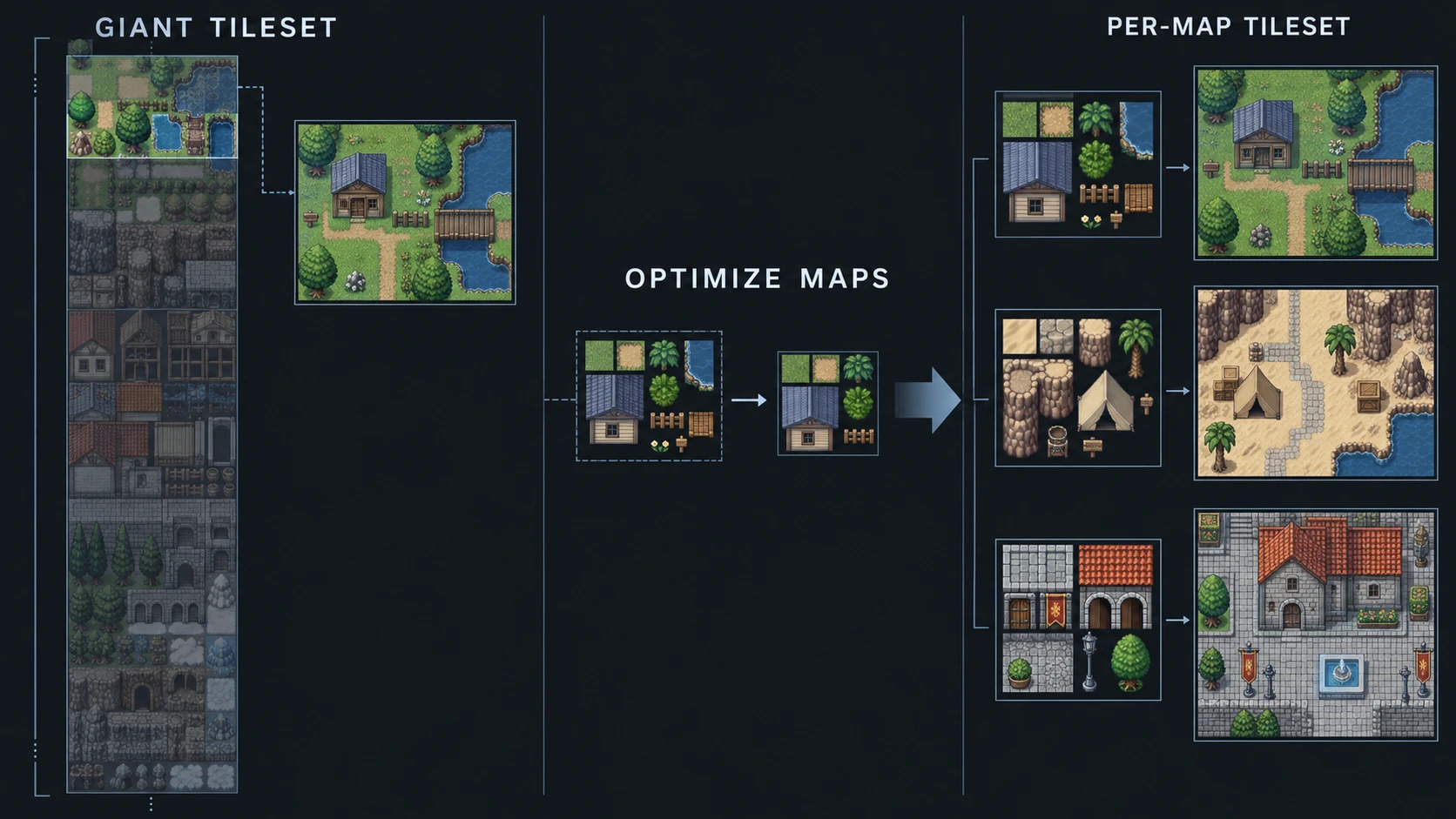 A giant RPG Maker XP tileset converted into compact per-map variants
